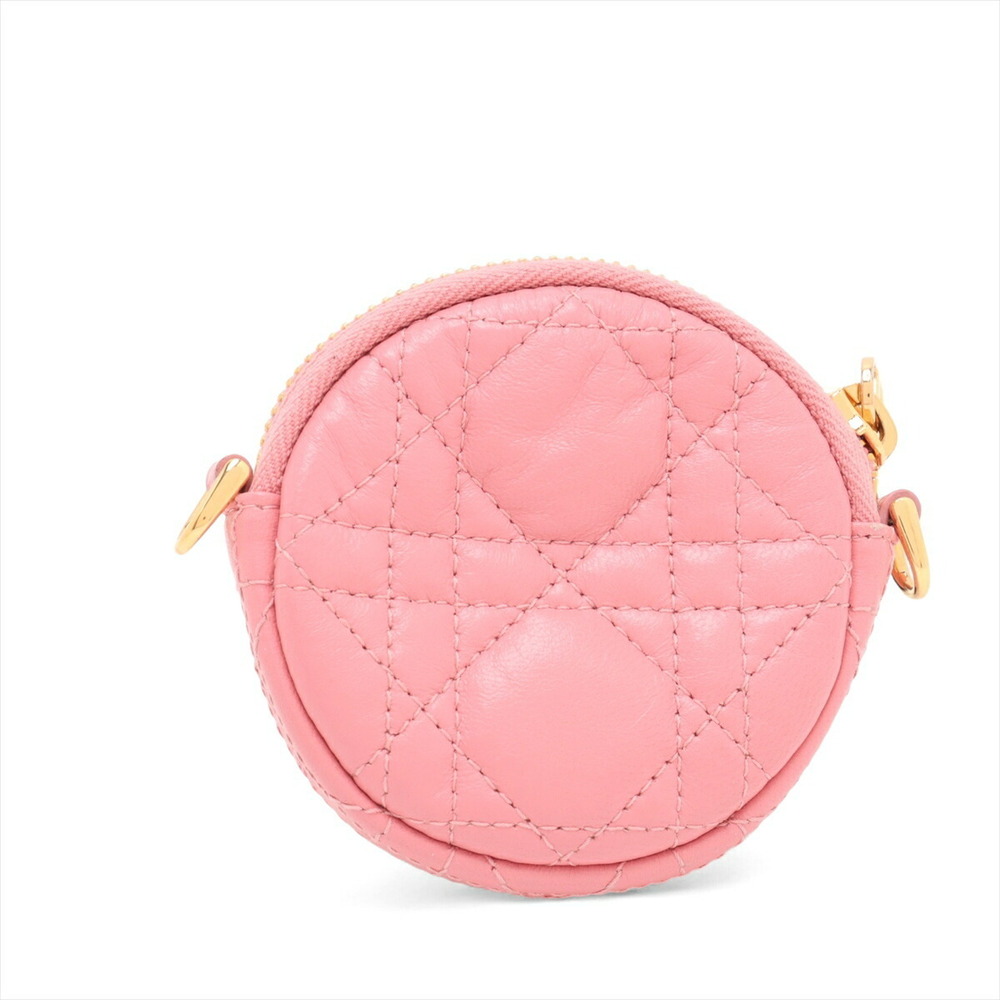 Christian Dior Cannage Leather Chain Shoulder Bag Pink Round - Picture 2 of 8